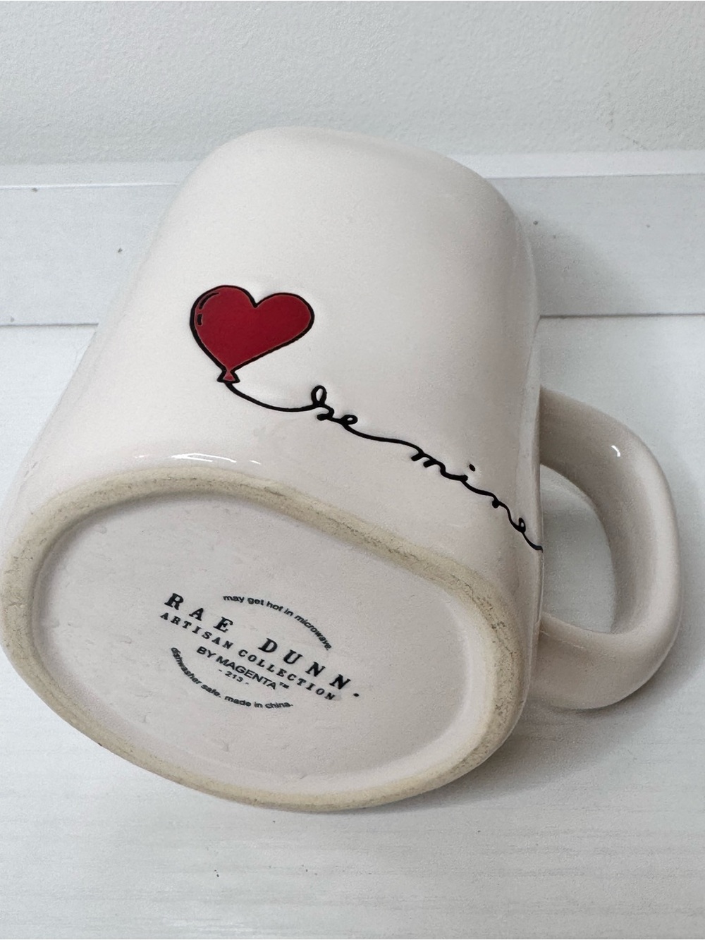 Be Mine Rae Dunn Heart Balloon White Ceramic Mug - Picture 2 of 4